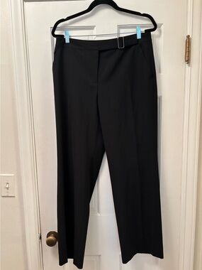 LOFT Black Straight-Leg Trousers with Buckle Waist Size 12